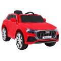 Dětský zvedák baterií Audi Q8 červený + dálkové ovládání + EVA + pomalý start + MP3 USB + LED