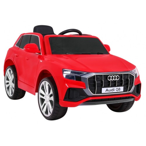 Dětský zvedák baterií Audi Q8 červený + dálkové ovládání + EVA + pomalý start + MP3 USB + LED