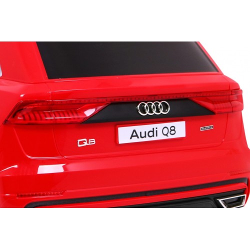 Dětský zvedák baterií Audi Q8 červený + dálkové ovládání + EVA + pomalý start + MP3 USB + LED
