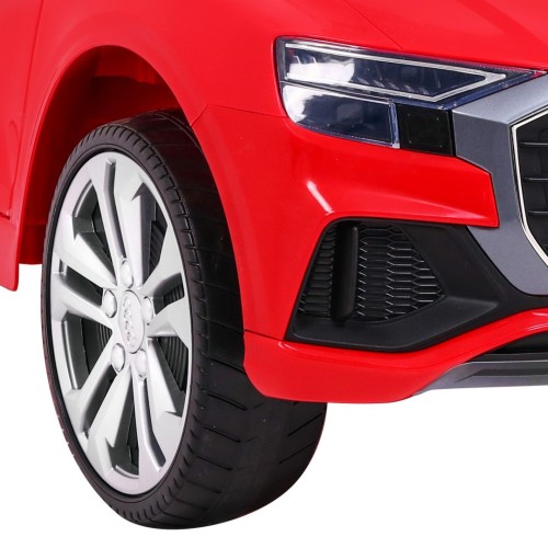 Dětský zvedák baterií Audi Q8 červený + dálkové ovládání + EVA + pomalý start + MP3 USB + LED