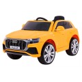 Audi Q8 Zvedák na dětskou baterii žlutý + Dálkové ovládání + EVA + Pomalý Start + MP3 USB + LED