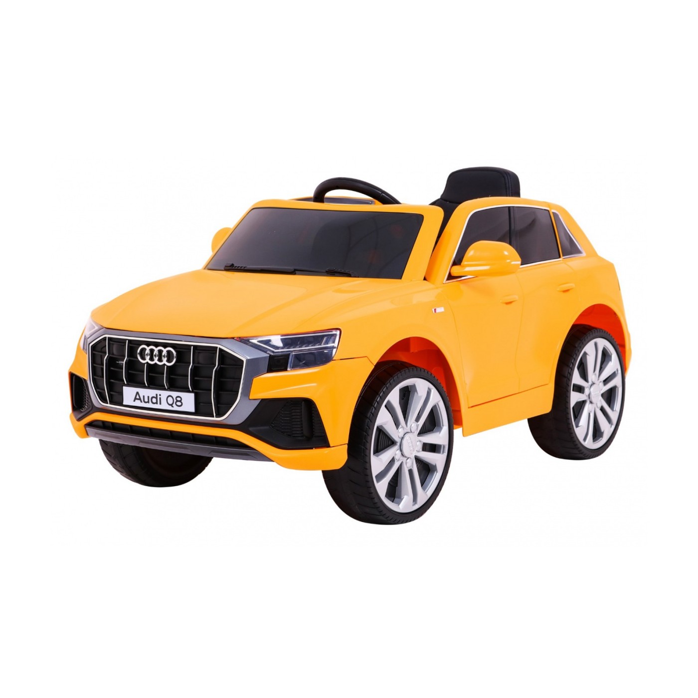 Audi Q8 Zvedák na dětskou baterii žlutý + Dálkové ovládání + EVA + Pomalý Start + MP3 USB + LED
