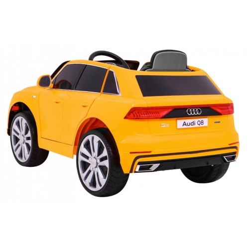 Audi Q8 Zvedák na dětskou baterii žlutý + Dálkové ovládání + EVA + Pomalý Start + MP3 USB + LED