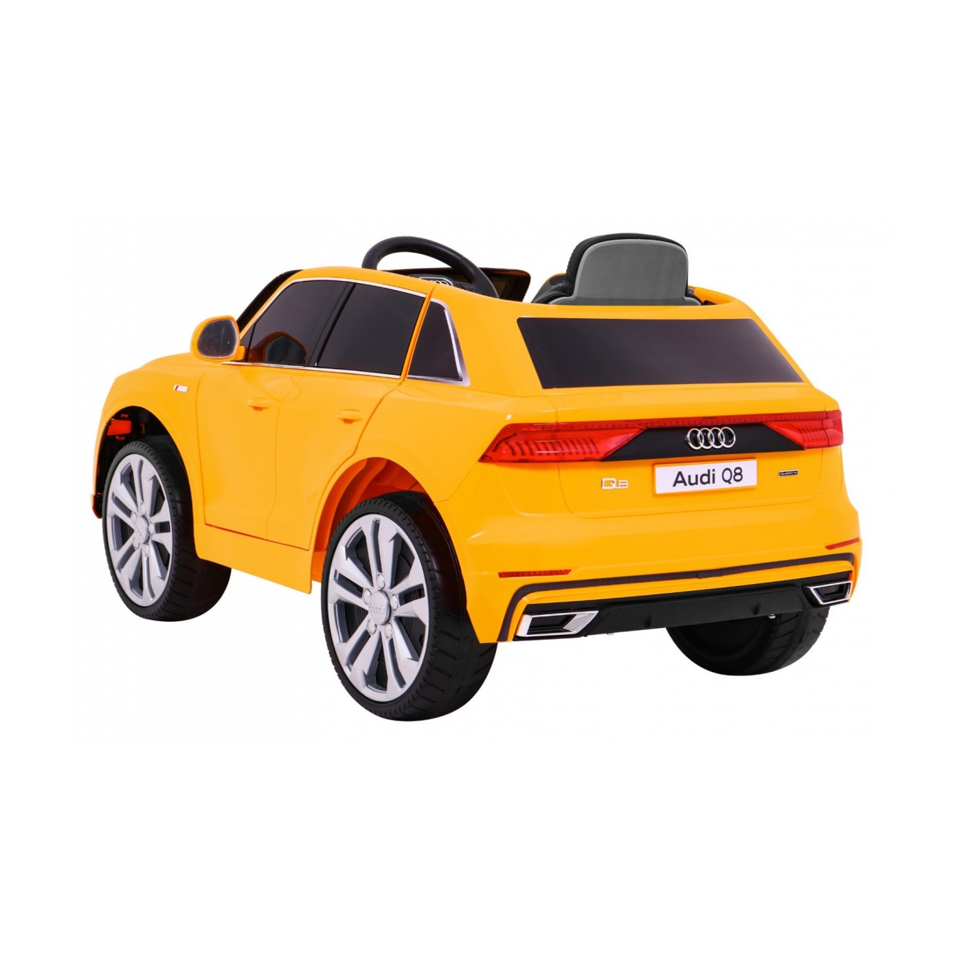 Audi Q8 Zvedák na dětskou baterii žlutý + Dálkové ovládání + EVA + Pomalý Start + MP3 USB + LED