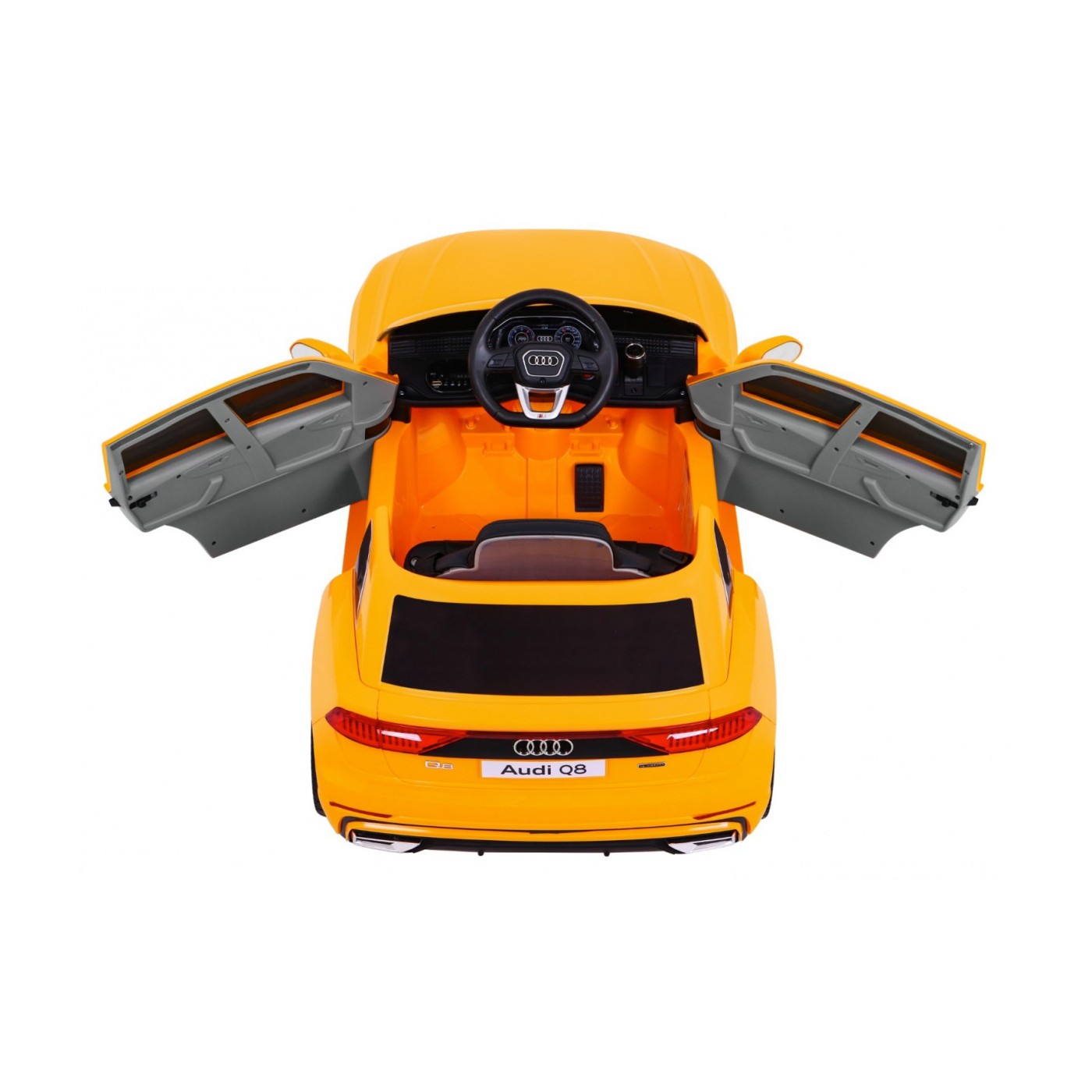 Audi Q8 Zvedák na dětskou baterii žlutý + Dálkové ovládání + EVA + Pomalý Start + MP3 USB + LED