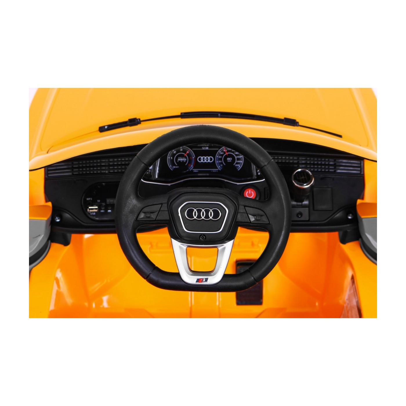 Audi Q8 Zvedák na dětskou baterii žlutý + Dálkové ovládání + EVA + Pomalý Start + MP3 USB + LED
