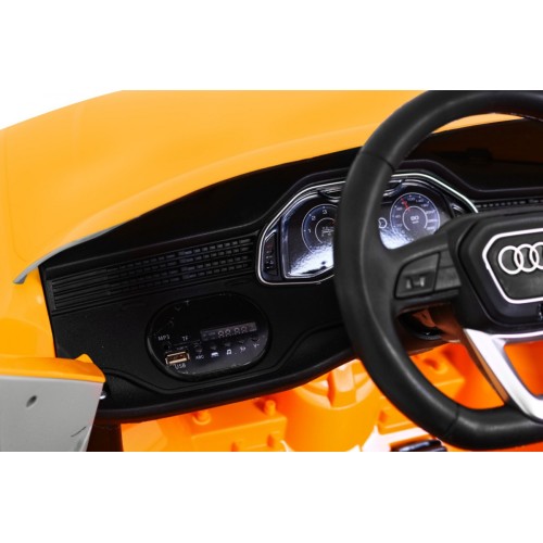 Audi Q8 Zvedák na dětskou baterii žlutý + Dálkové ovládání + EVA + Pomalý Start + MP3 USB + LED