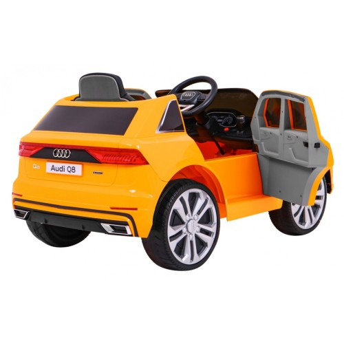 Audi Q8 Zvedák na dětskou baterii žlutý + Dálkové ovládání + EVA + Pomalý Start + MP3 USB + LED
