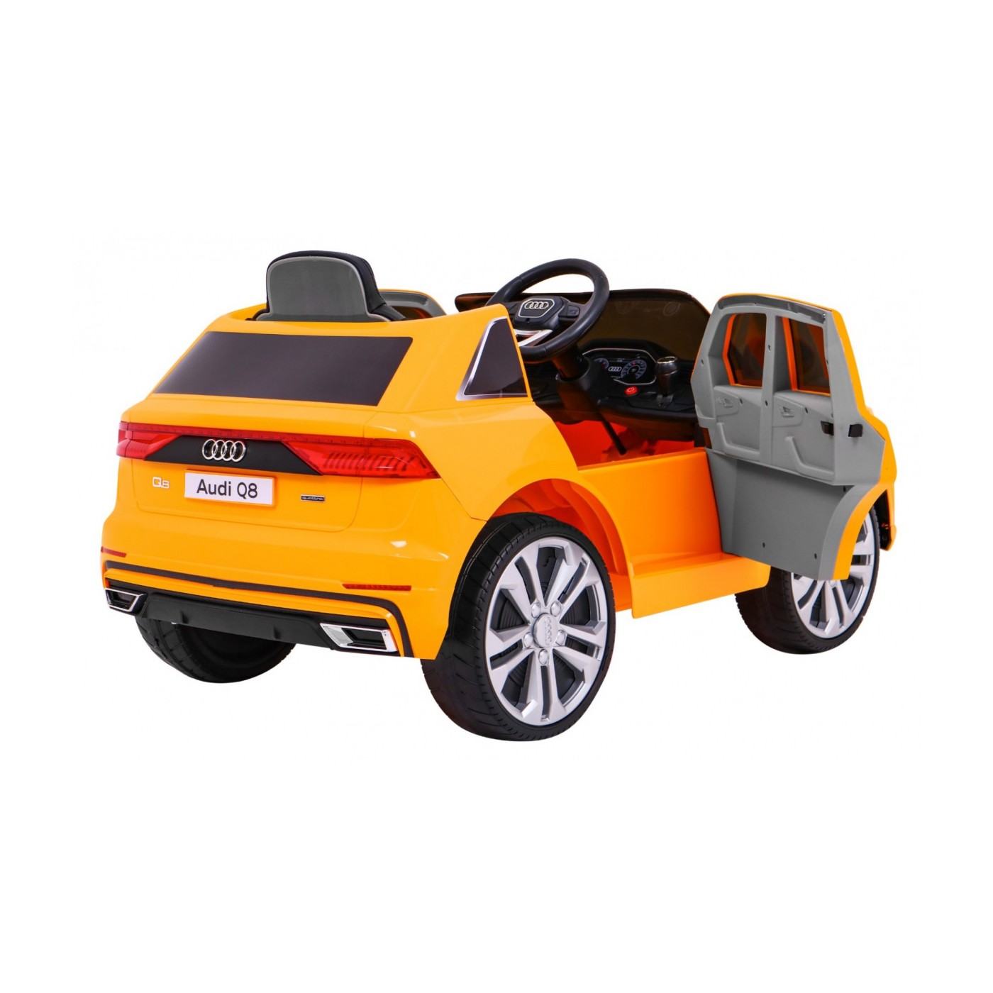 Audi Q8 Zvedák na dětskou baterii žlutý + Dálkové ovládání + EVA + Pomalý Start + MP3 USB + LED