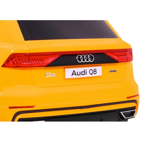 Audi Q8 Zvedák na dětskou baterii žlutý + Dálkové ovládání + EVA + Pomalý Start + MP3 USB + LED