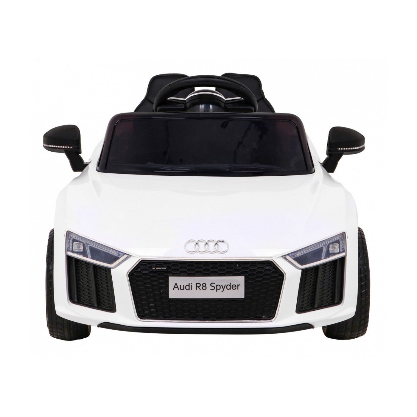 Dětská baterie Audi R8 bílá + dálkové ovládání + EVA + pomalý start + MP3 LED