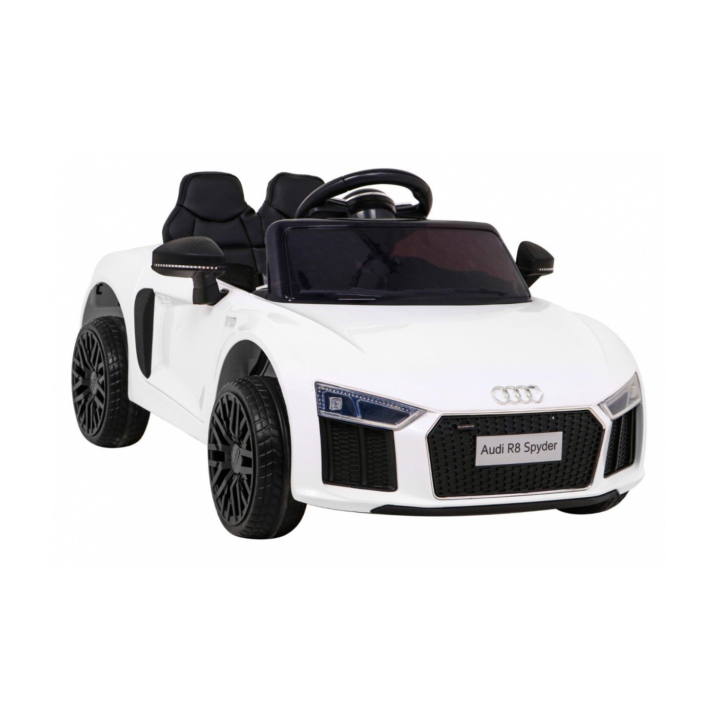 Dětská baterie Audi R8 bílá + dálkové ovládání + EVA + pomalý start + MP3 LED