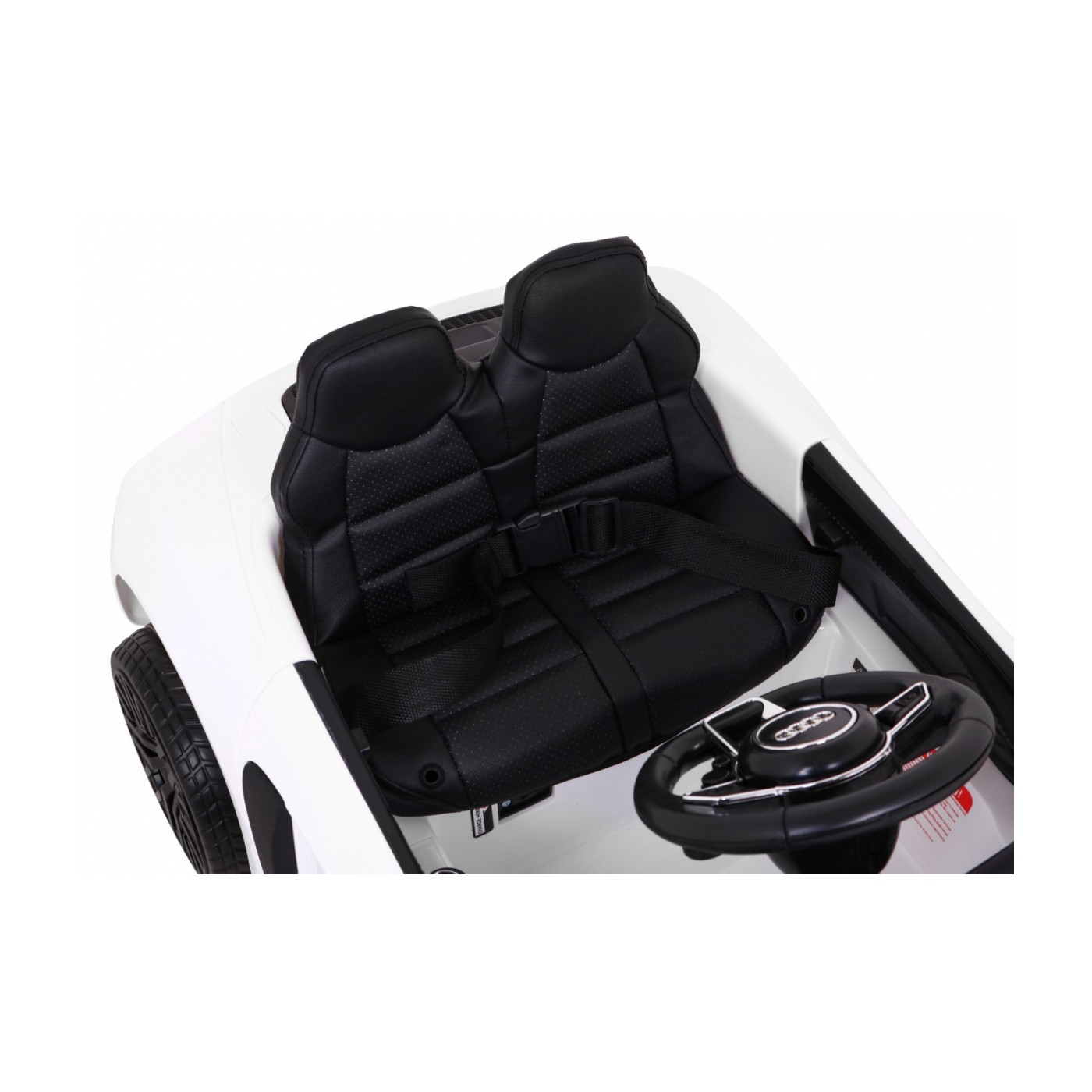 Dětská baterie Audi R8 bílá + dálkové ovládání + EVA + pomalý start + MP3 LED