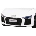 Dětská baterie Audi R8 bílá + dálkové ovládání + EVA + pomalý start + MP3 LED