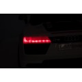 Dětská baterie Audi R8 bílá + dálkové ovládání + EVA + pomalý start + MP3 LED