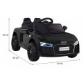Audi R8 Bateriové dětské černé + Dálkové ovládání + EVA + Pomalý start + MP3 LED