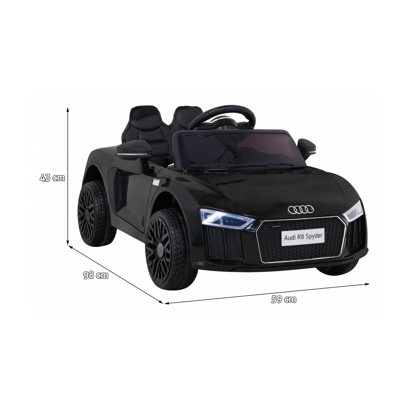 Audi R8 Bateriové dětské černé + Dálkové ovládání + EVA + Pomalý start + MP3 LED