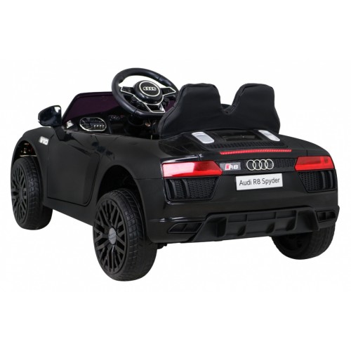 Audi R8 Bateriové dětské černé + Dálkové ovládání + EVA + Pomalý start + MP3 LED