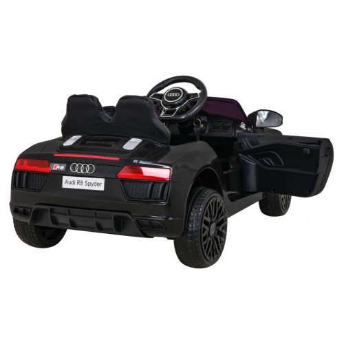 Audi R8 Bateriové dětské černé + Dálkové ovládání + EVA + Pomalý start + MP3 LED