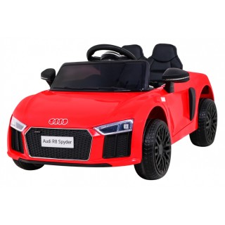 Audi R8 na baterii pro děti červená + dálkové ovládání + EVA + pomalý start + MP3 LED