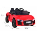 Audi R8 na baterii pro děti červená + dálkové ovládání + EVA + pomalý start + MP3 LED