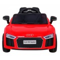Audi R8 na baterii pro děti červená + dálkové ovládání + EVA + pomalý start + MP3 LED