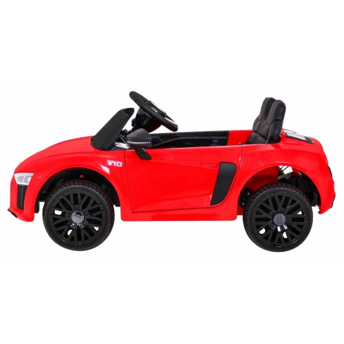 Audi R8 na baterii pro děti červená + dálkové ovládání + EVA + pomalý start + MP3 LED