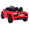 Audi R8 na baterii pro děti červená + dálkové ovládání + EVA + pomalý start + MP3 LED