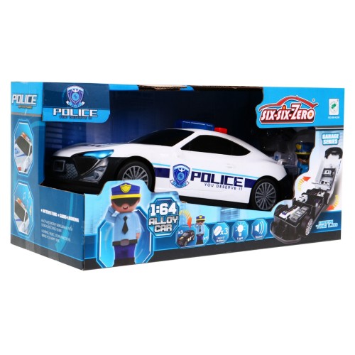 Policejní vůz 2v1 pro děti 3+ Úložný prostor pro pružiny + 3 Auta + Světla Zvuky