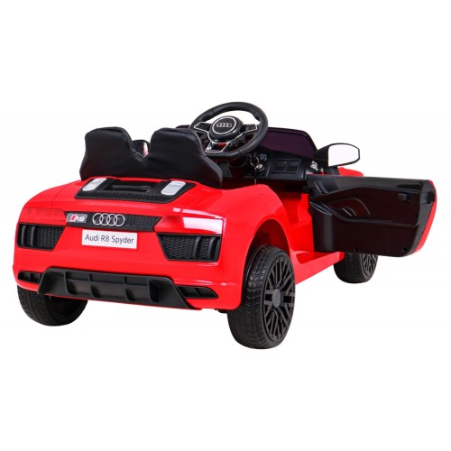 Audi R8 na baterii pro děti červená + dálkové ovládání + EVA + pomalý start + MP3 LED
