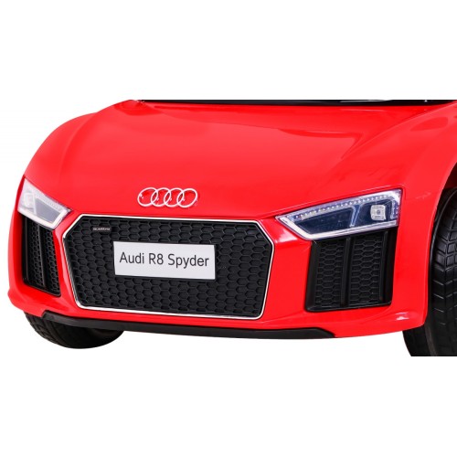Audi R8 na baterii pro děti červená + dálkové ovládání + EVA + pomalý start + MP3 LED