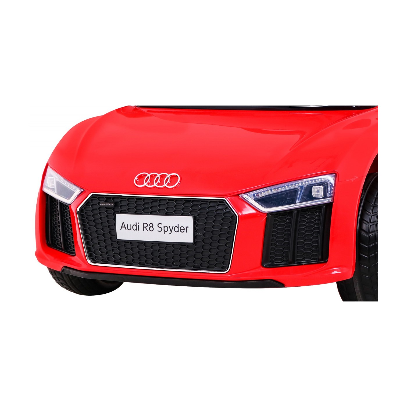 Audi R8 na baterii pro děti červená + dálkové ovládání + EVA + pomalý start + MP3 LED