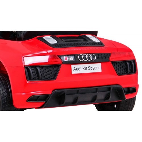 Audi R8 na baterii pro děti červená + dálkové ovládání + EVA + pomalý start + MP3 LED