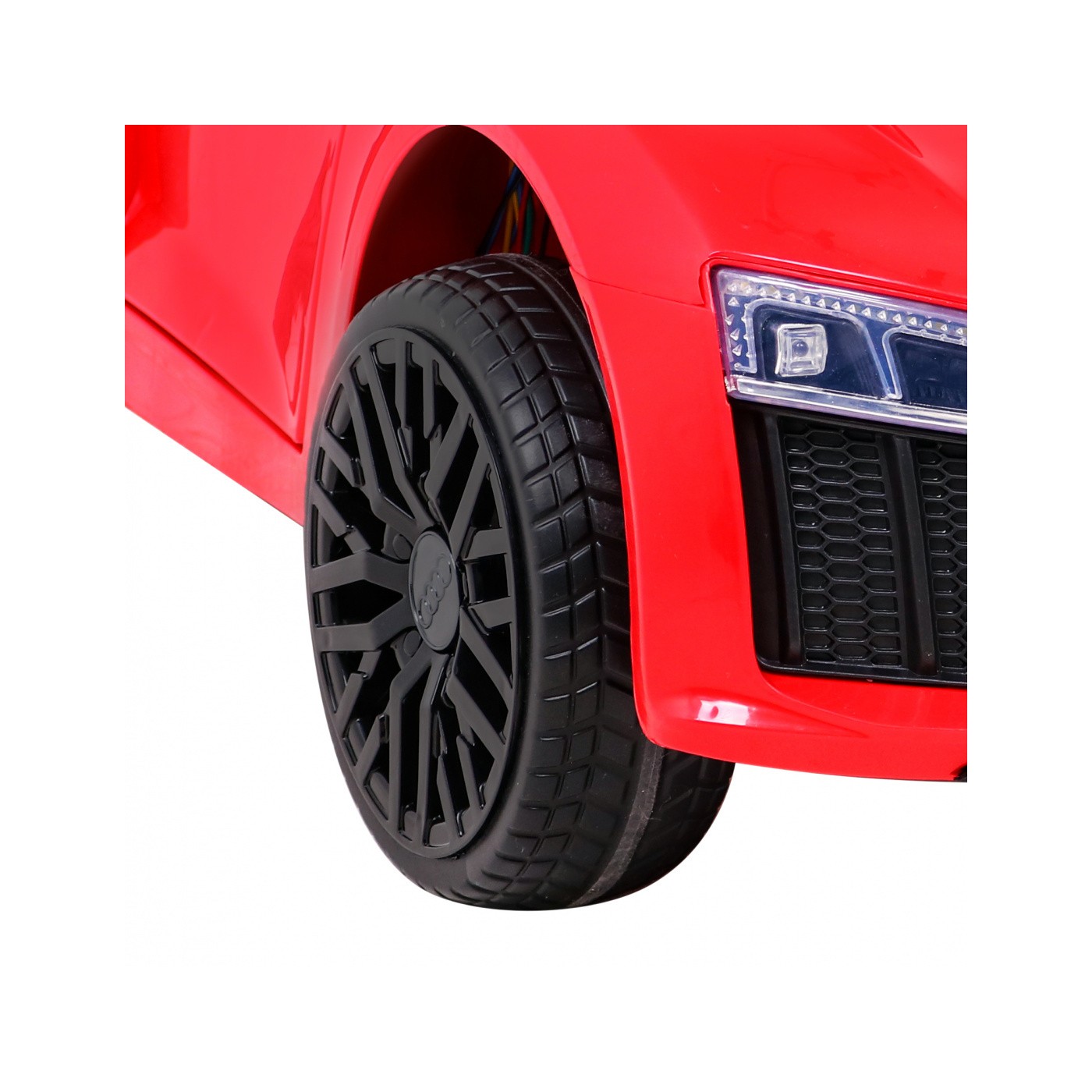 Audi R8 na baterii pro děti červená + dálkové ovládání + EVA + pomalý start + MP3 LED