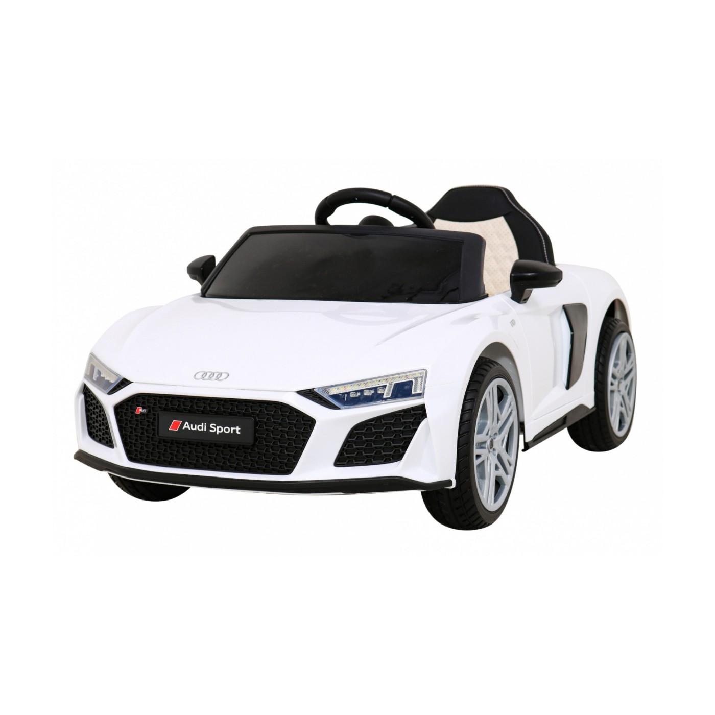 Baterie do auta Audi R8 LIFT bílá + dálkové ovládání + kola EVA + MP3 + LED
