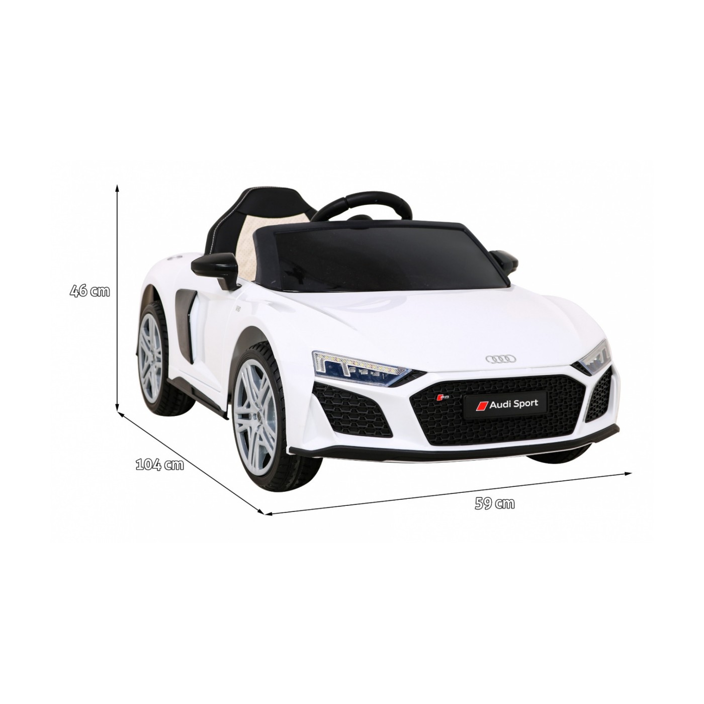Baterie do auta Audi R8 LIFT bílá + dálkové ovládání + kola EVA + MP3 + LED