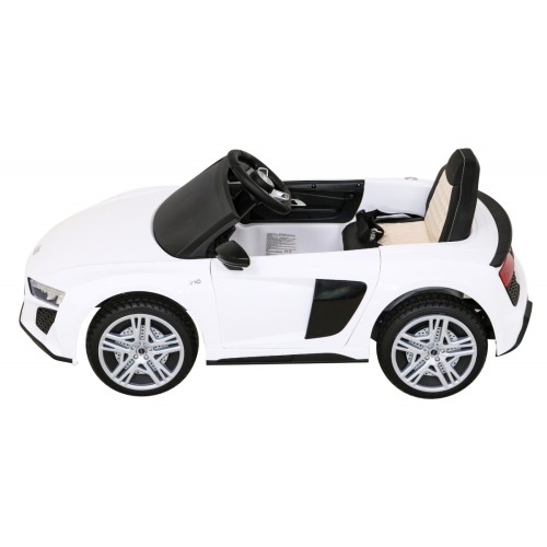 Baterie do auta Audi R8 LIFT bílá + dálkové ovládání + kola EVA + MP3 + LED