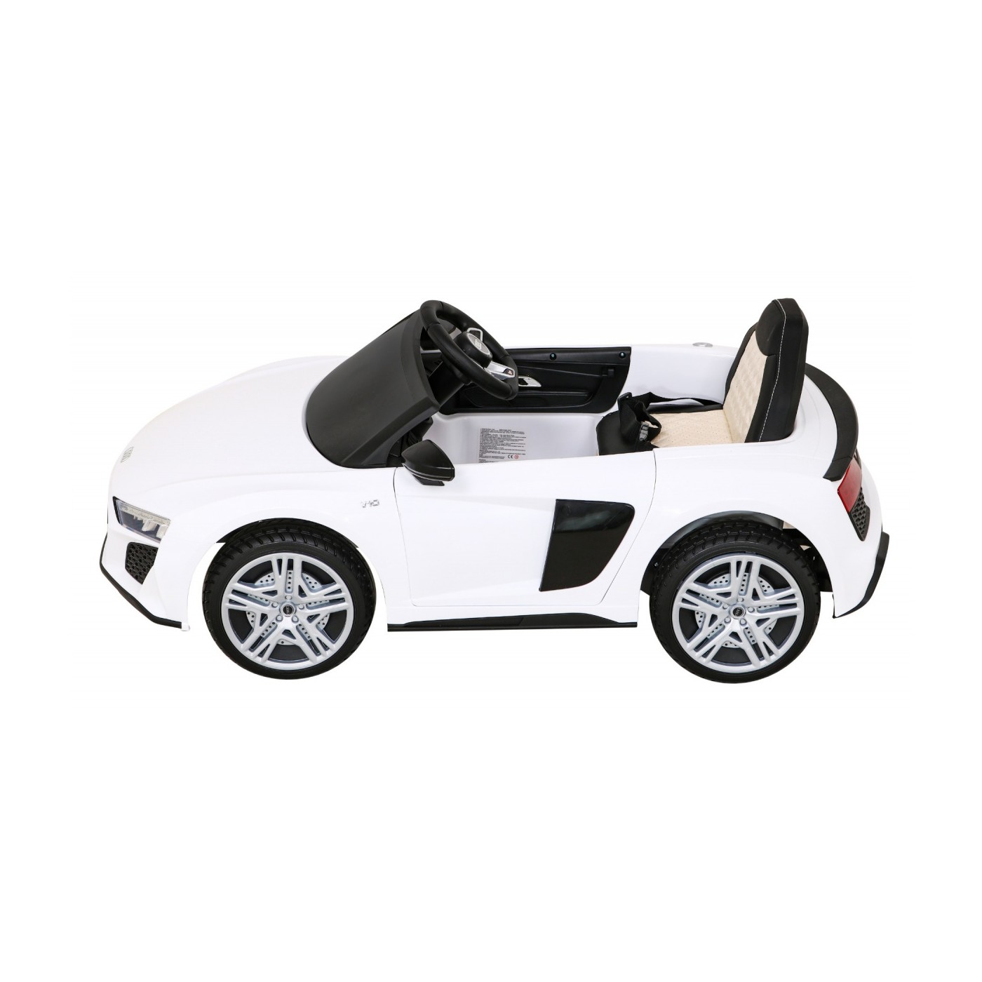 Baterie do auta Audi R8 LIFT bílá + dálkové ovládání + kola EVA + MP3 + LED