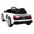 Baterie do auta Audi R8 LIFT bílá + dálkové ovládání + kola EVA + MP3 + LED