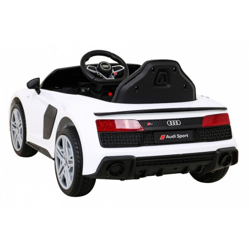 Baterie do auta Audi R8 LIFT bílá + dálkové ovládání + kola EVA + MP3 + LED