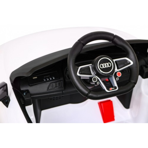 Baterie do auta Audi R8 LIFT bílá + dálkové ovládání + kola EVA + MP3 + LED