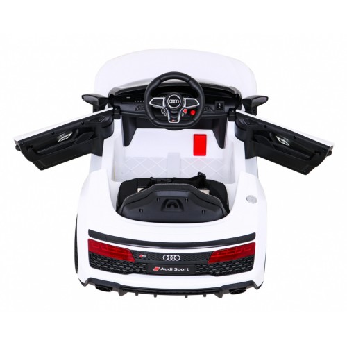 Baterie do auta Audi R8 LIFT bílá + dálkové ovládání + kola EVA + MP3 + LED