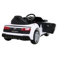 Baterie do auta Audi R8 LIFT bílá + dálkové ovládání + kola EVA + MP3 + LED