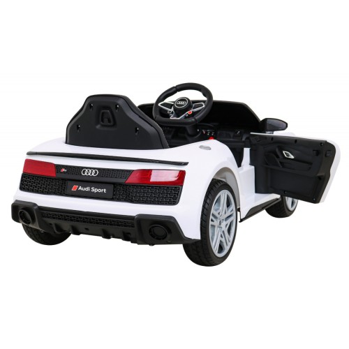 Baterie do auta Audi R8 LIFT bílá + dálkové ovládání + kola EVA + MP3 + LED