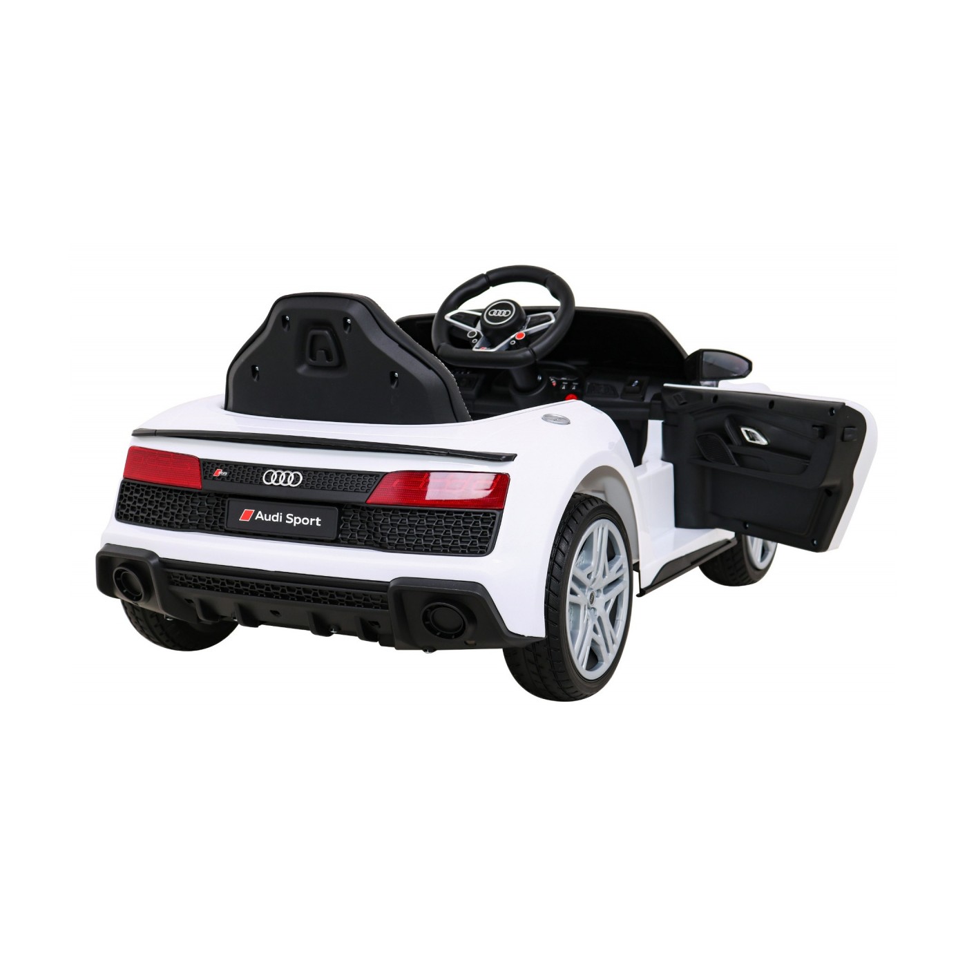 Baterie do auta Audi R8 LIFT bílá + dálkové ovládání + kola EVA + MP3 + LED