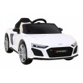 Baterie do auta Audi R8 LIFT bílá + dálkové ovládání + kola EVA + MP3 + LED