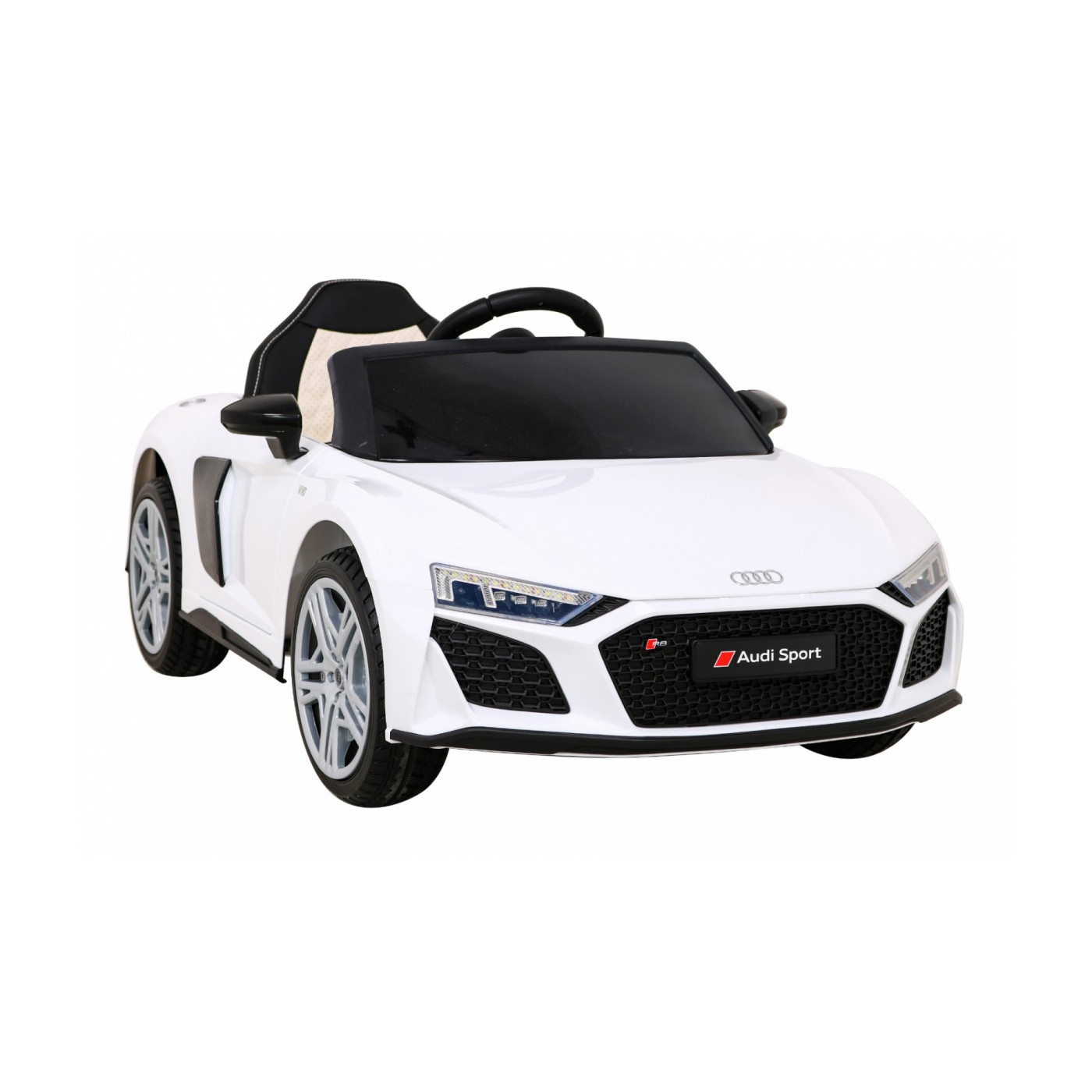 Baterie do auta Audi R8 LIFT bílá + dálkové ovládání + kola EVA + MP3 + LED