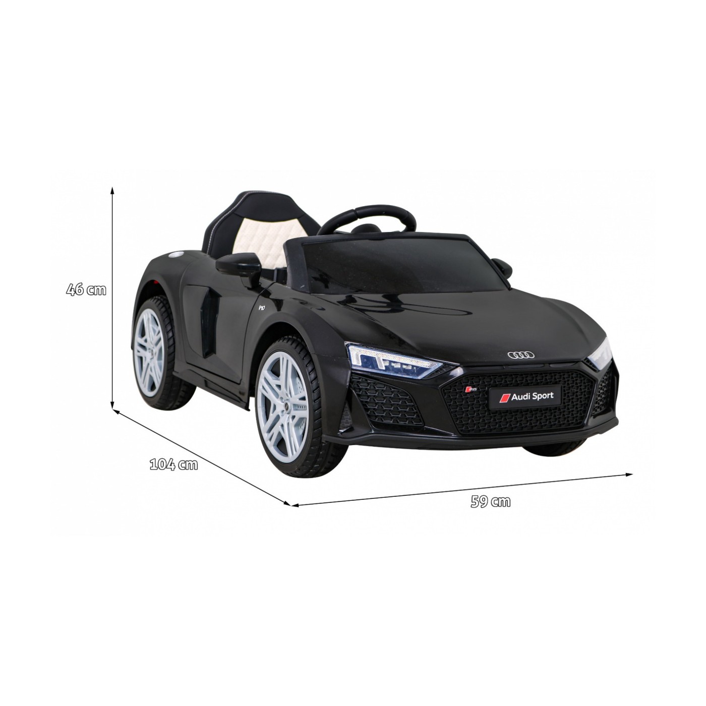 Audi R8 ZVEDACÍ baterie auto černá + dálkové ovládání EVA kola + MP3 + LED