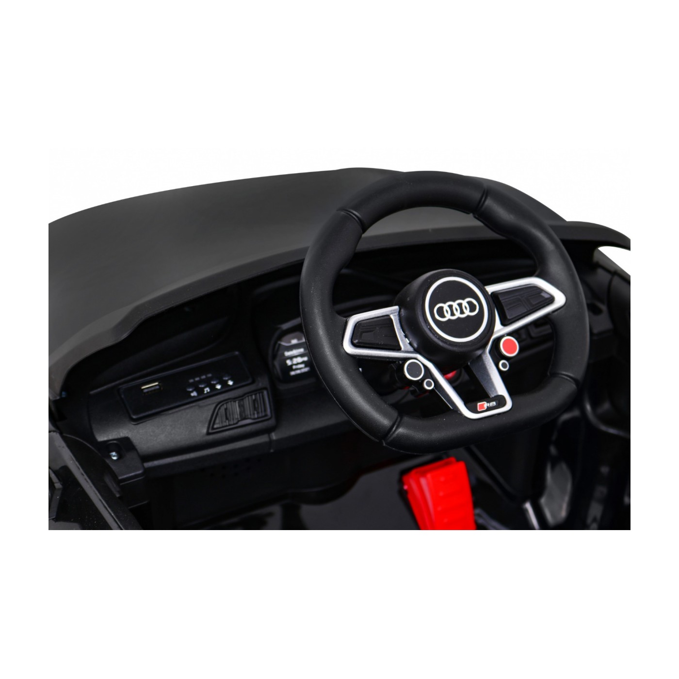 Audi R8 ZVEDACÍ baterie auto černá + dálkové ovládání EVA kola + MP3 + LED