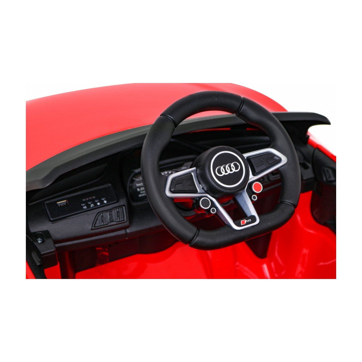 Audi R8 ZVEDACÍ baterie auto červená + dálkové ovládání EVA kola + MP3 + LED